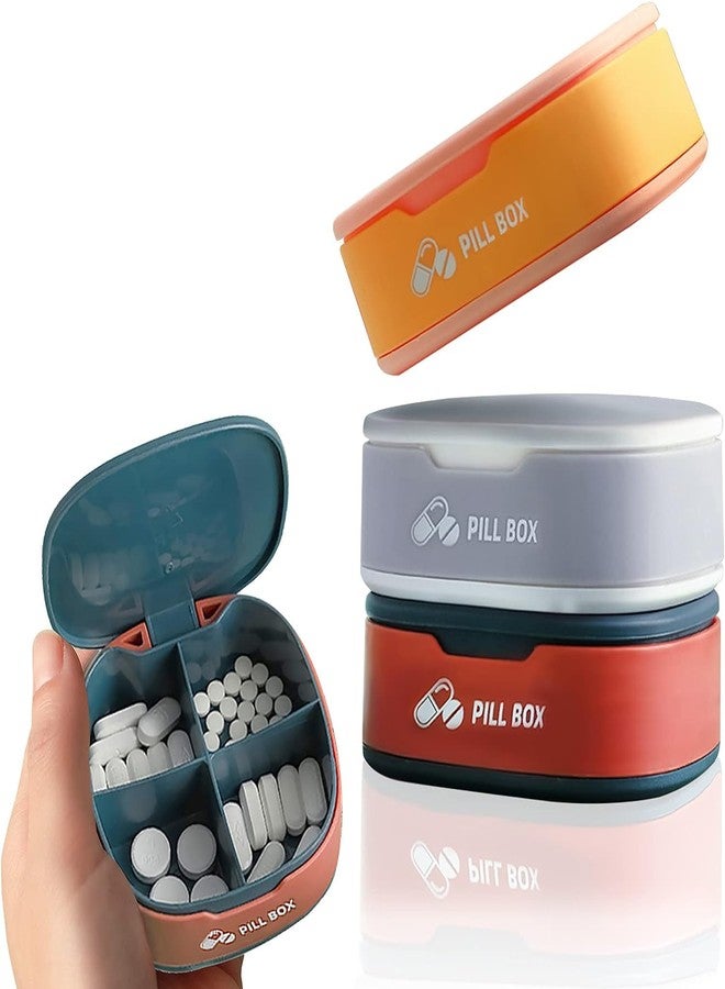 INVODA Pill Organizer 3PCS Weekly Pill Case for Purse Pill Container 4 Compartment Portable Travel Pill Box for Pills Vitamin Fish Oil - Image 1